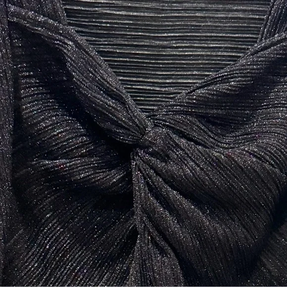 IRO Dollie Twist Front Short Sleeve Metallic Crop Top Blouse Size 10 NEW - Picture 10 of 11